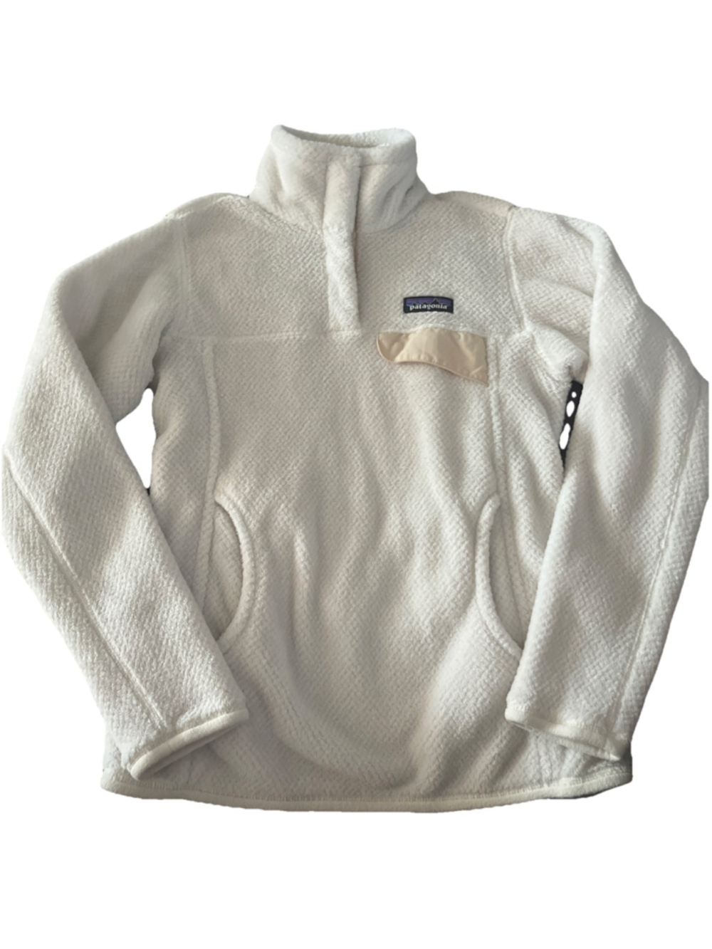 Patagonia Re-Tool Snap-T Mock Polartec Fleece Cream Mock Pullover Sweater XS EUC